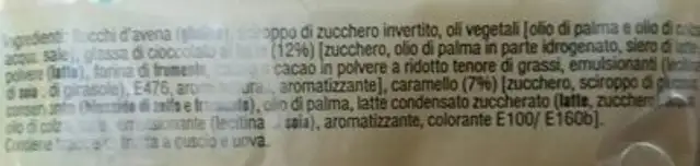 Energy cake ingredients label