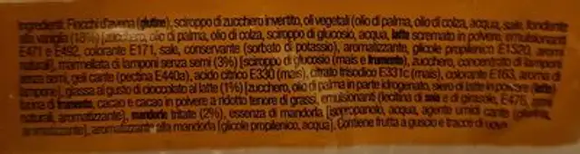 Energy Cake, Mandel ingredients label