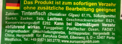 Dried Squid Shredded ingredients label