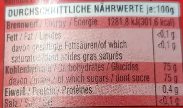 Buram Blomhonung Press nutrition facts table