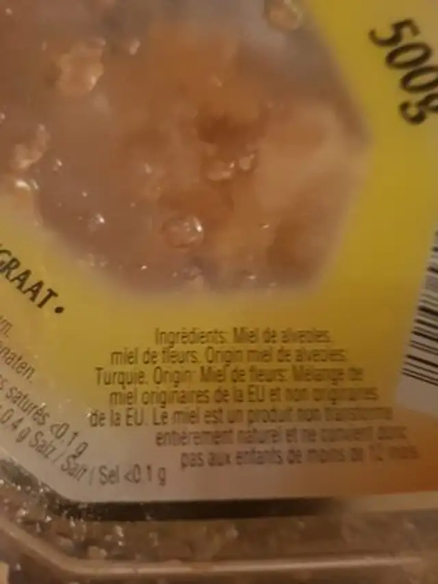 Buram Naturel Petekli Bal ingredients label