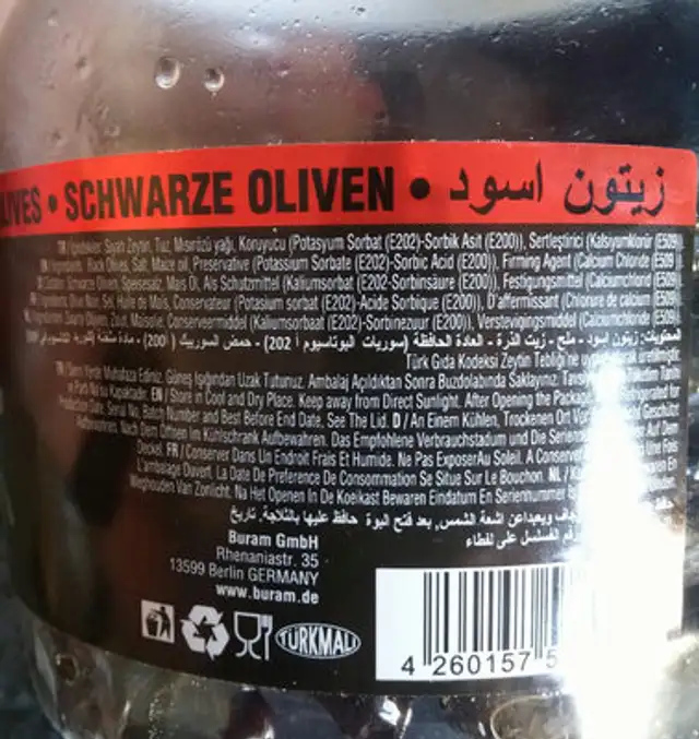 siyah zeytin nutrition facts table