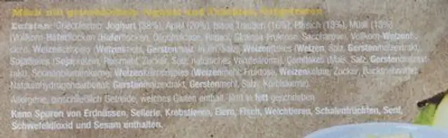 meineMüslischàe ingredients label