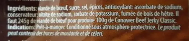 Conower Beef-jerky Classic 25G ingredients label