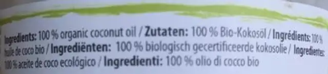 Kulau Huile De Noix De Coco Bio Pot 450 ML ingredients label