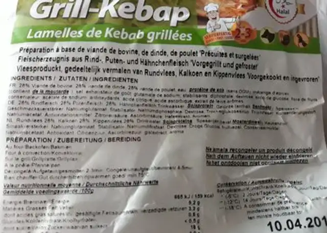 Madoliva Grill Kebab Döner ingredients label