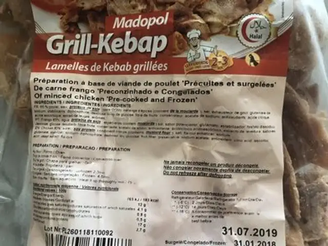 grill-kebap lamellee de Kebab grillees ingredients label
