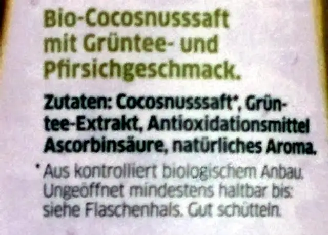 coco juice ingredients label