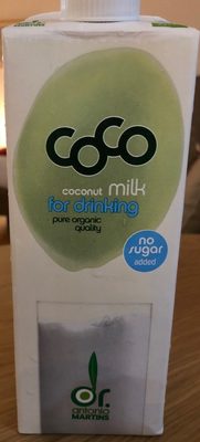 Coconut milk for drinking front packaging