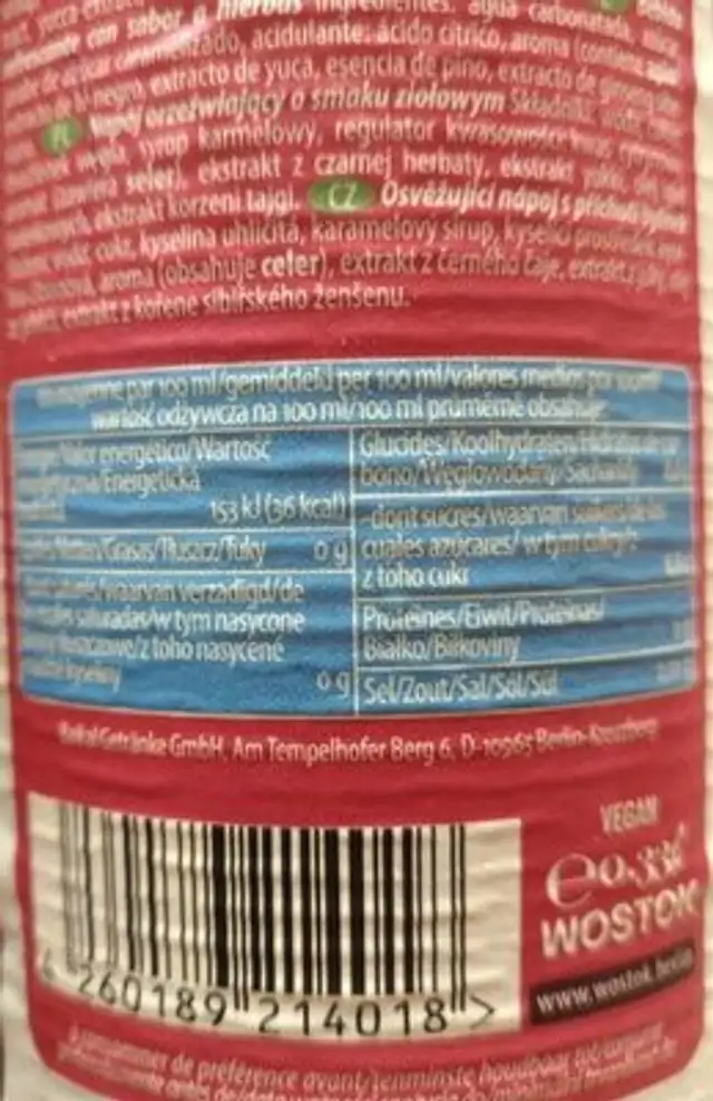 Wostok aiguille de pin nutrition facts table