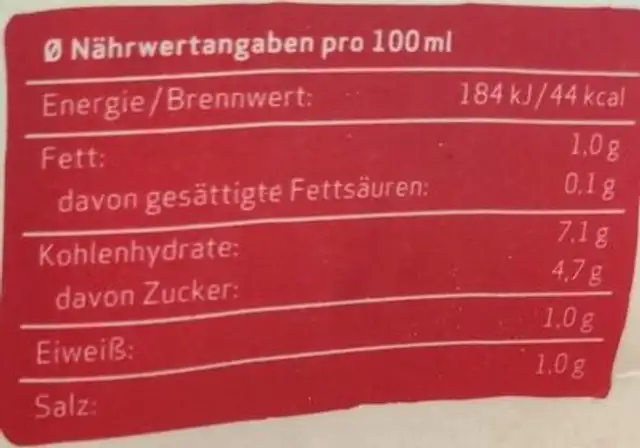 Bio Tomaten Suppe nutrition facts table