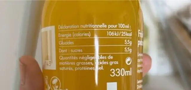 Fruit de la passion nutrition facts table
