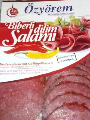 Biberli dilim salami front packaging