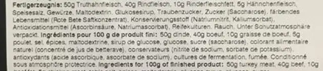 Dilim salami ingredients label