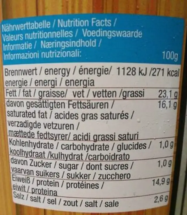 Fromage Crémeux nutrition facts table