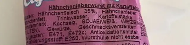 Tavuk Ciger Ezmesi ingredients label
