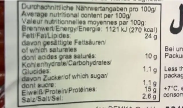 Suxhuk prizreni nutrition facts table