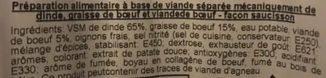 Suxhuk Prizreni ingredients label