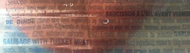 Sohbet Classic Sucuk ingredients label