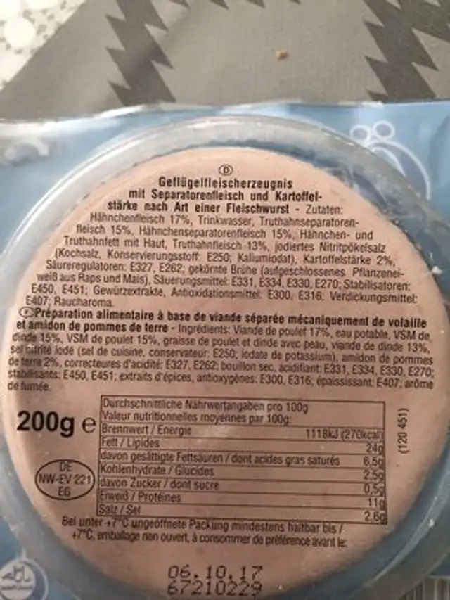Özyörem , Sade Dilim Salam ingredients label