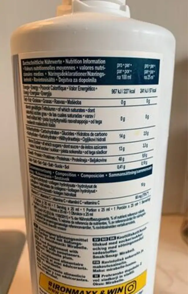 Ironmaxx Collagen Professional Liquid nutrition facts table
