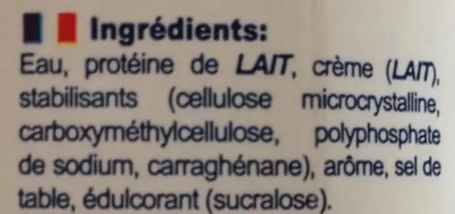 Protein Shake Vanille , Zuckerfrei ingredients label