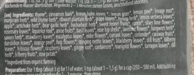 Epicerie / Thé Bio Et équitable / Tisanes, Infusions ingredients label