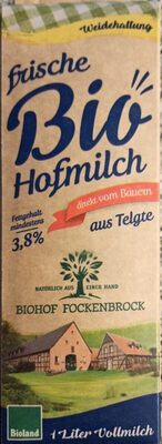 frische Bio Hofmilch aus Telgte front packaging