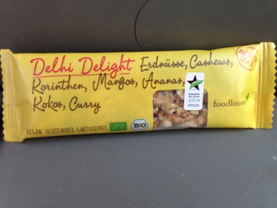 Delhi Delight Bio-Nussriegel front packaging