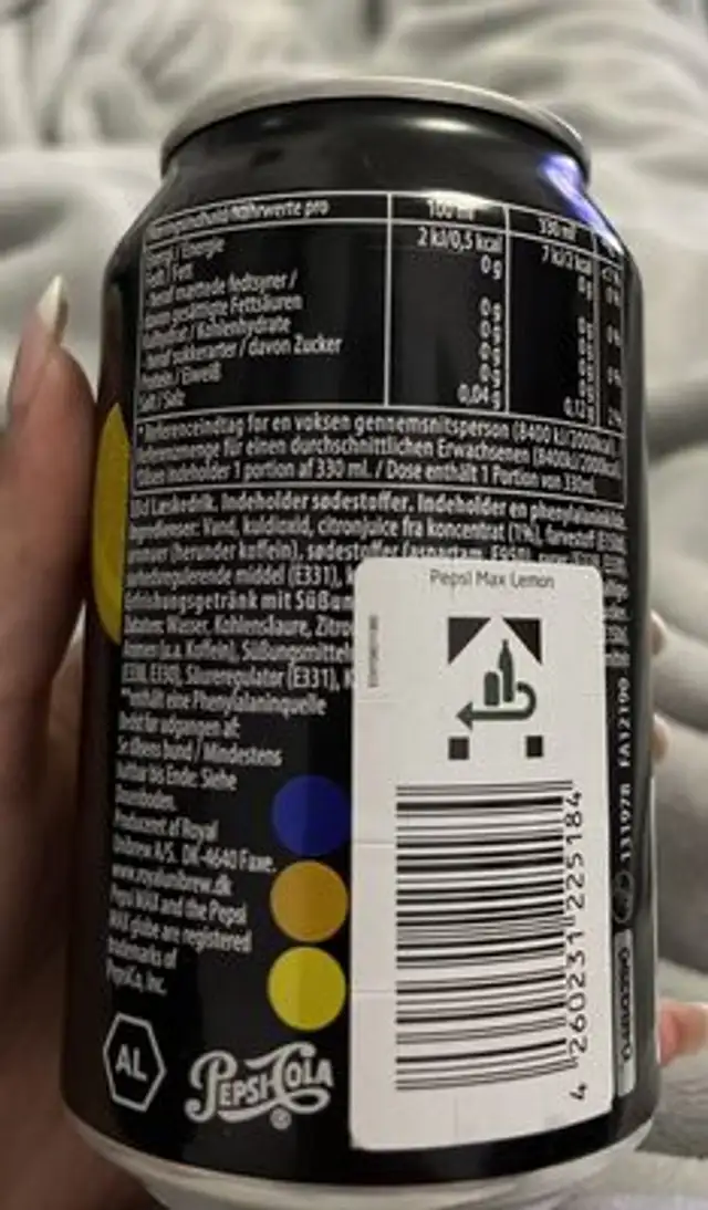 pepsi MAX lemon ingredients label