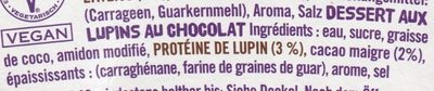 Luve Dessert Schokolade ingredients label