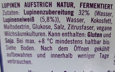 Streichglück Natur ingredients label