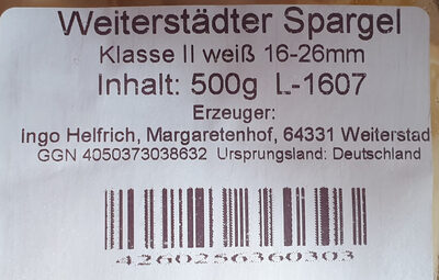 Weiterstädter Spargel front packaging