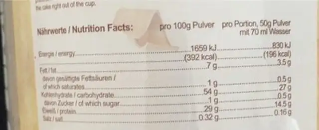 Chocolate chip cheesecake nutrition facts table