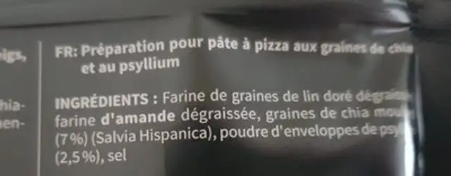 Fit pizza ingredients label