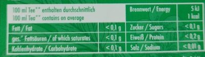 Té verde Marrakesh Nights nutrition facts table
