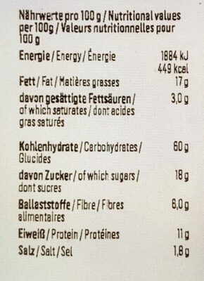Cacahuète au wasabi nutrition facts table