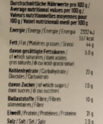 Pistazien geröstet und gesalzen nutrition facts table