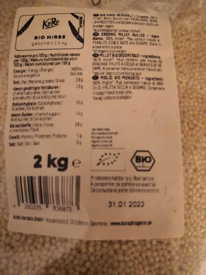 Bio Hirse geschält front packaging