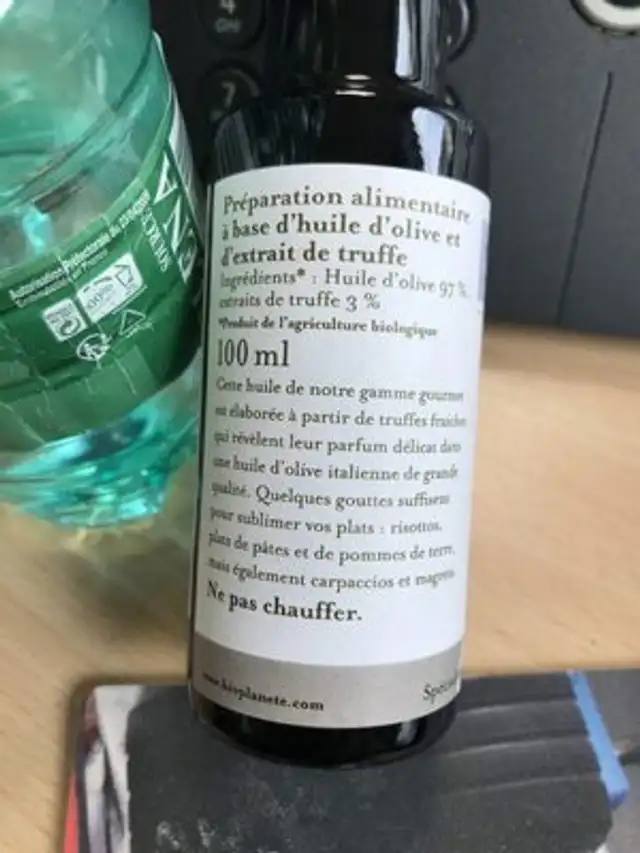 Olive et truffe ingredients label