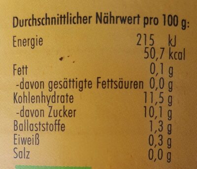 Apfelmark nutrition facts table