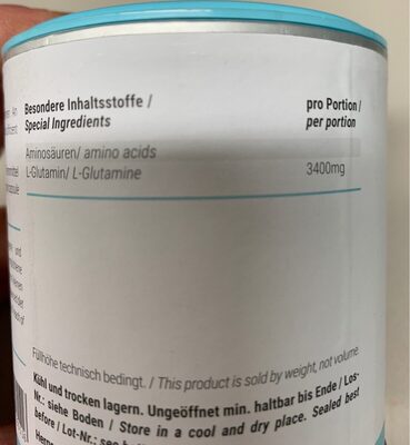 L-Glutamine ingredients label