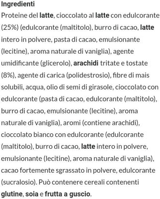 Protein bar Crunchy Peanut ingredients label