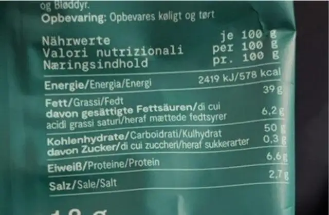 seawees crisps sea salt nutrition facts table