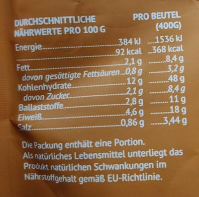 Creamy Curry nutrition facts table