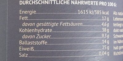 Protein porridge nutrition facts table