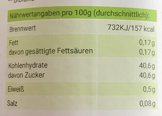 Fruchtix Brombeere nutrition facts table