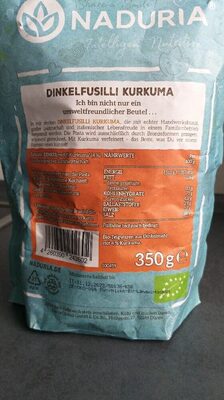Naduria dinkel fusilli kurkuma nutrition facts table