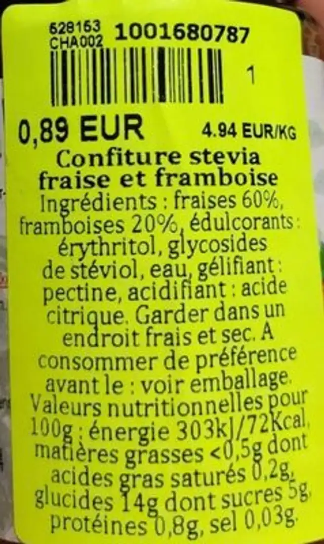 Oh lecker nutrition facts table