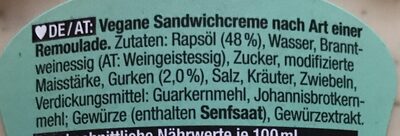 Sandwichcreme - Dänische Art ingredients label
